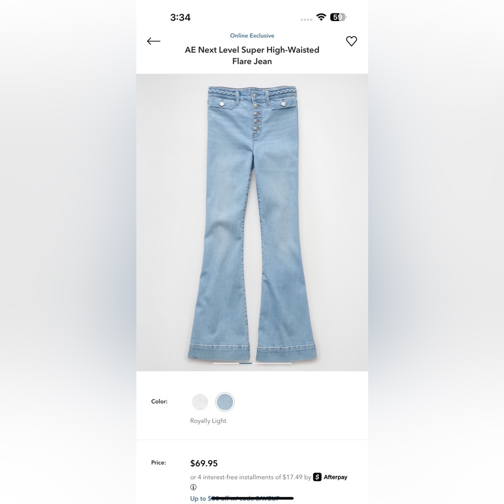 American Eagle Outfitters Blue Flare Jeans with Wide Leg long